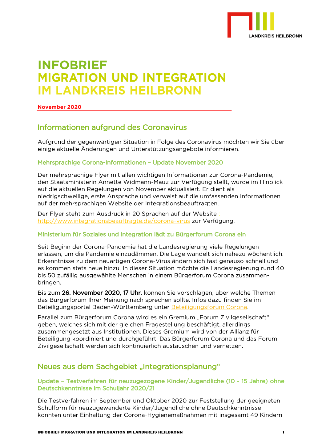 Infobrief Migration Und Integration Im Landkreis Heilbronn