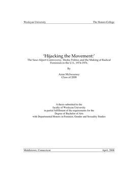 'Hijacking the Movement': the Saxe-Alpert