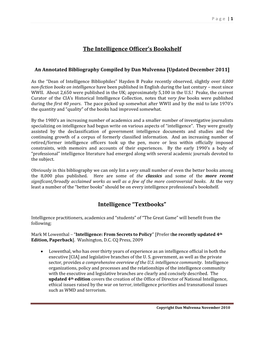 The Intelligence Officer's Bookshelf Intelligence