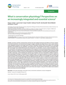 What Is Conservation Physiology? Perspectives on an Increasingly Integrated and Essential Science†