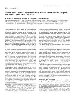 The Role of Corticotropin-Releasing Factor in the Median Raphe Nucleus in Relapse to Alcohol