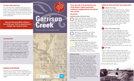 GARRISON CREEK DISCOVERY WALK HIGHLIGHTS You Can Reach the Suggested Starting Point on Creek Ravine