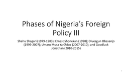 Phases of Nigeria's Foreign Policy II