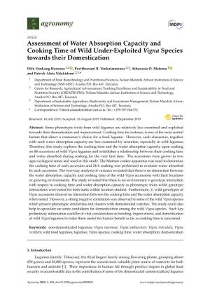 Assessment of Water Absorption Capacity and Cooking Time of Wild Under-Exploited Vigna Species Towards Their Domestication