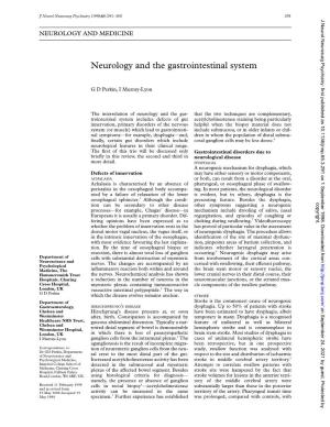 Neurology and the Gastrointestinal System