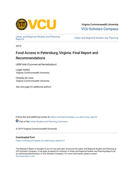 Food Access in Petersburg, Virginia: Final Report and Recommendations