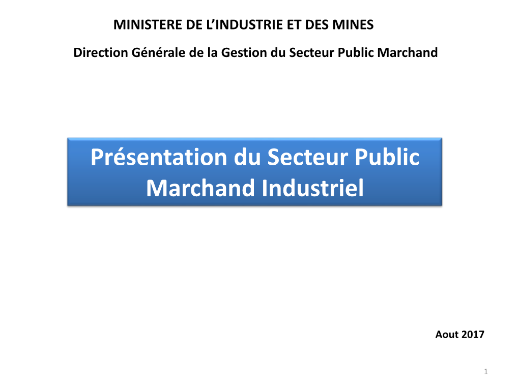 Présentation Du Secteur Public Marchand Industriel