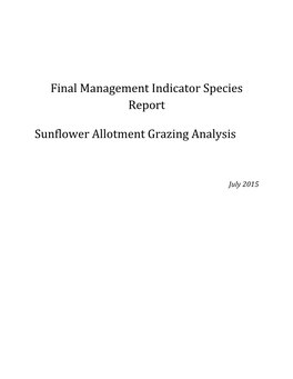 Management Indicator Species Report