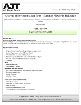 Charms of Northern Japan Tour – Summer Flower in Hokkaido