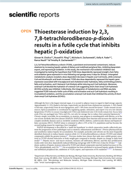 Thioesterase Induction by 2,3,7,8-Tetrachlorodibenzo-P-Dioxin