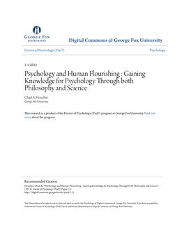 Psychology and Human Flourishing : Gaining Knowledge for Psychology Through Both Philosophy and Science Chad A