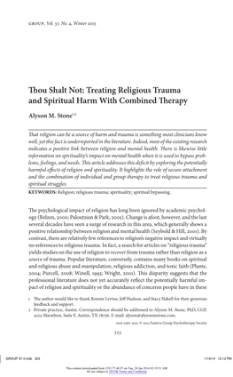 Treating Religious Trauma and Spiritual Harm with Combined Therapy