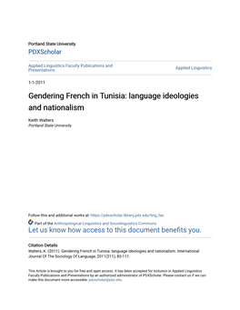 Gendering French in Tunisia: Language Ideologies and Nationalism