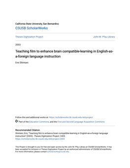 Teaching Film to Enhance Brain Compatible-Learning in English-As-A