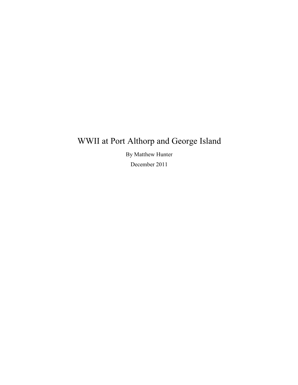 WWII at Port Althorp and George Island Paper