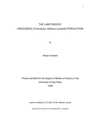 THE LAKE RUDOLF CROCODILE (Crocodylus Niloticus Laurenti) POPULATION