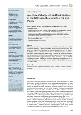 A Century of Changes in Wild Food Plant Use in Coastal Croatia: the Example of Krk and Poljica