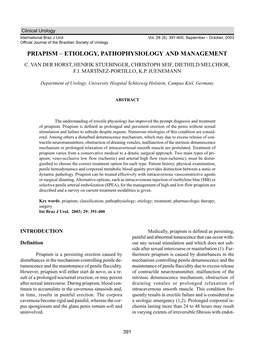 Priapism – Etiology, Pathophysiology and Management