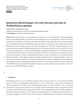 Spaceborne Infrared Imagery for Early Detection and Cause of Weddell