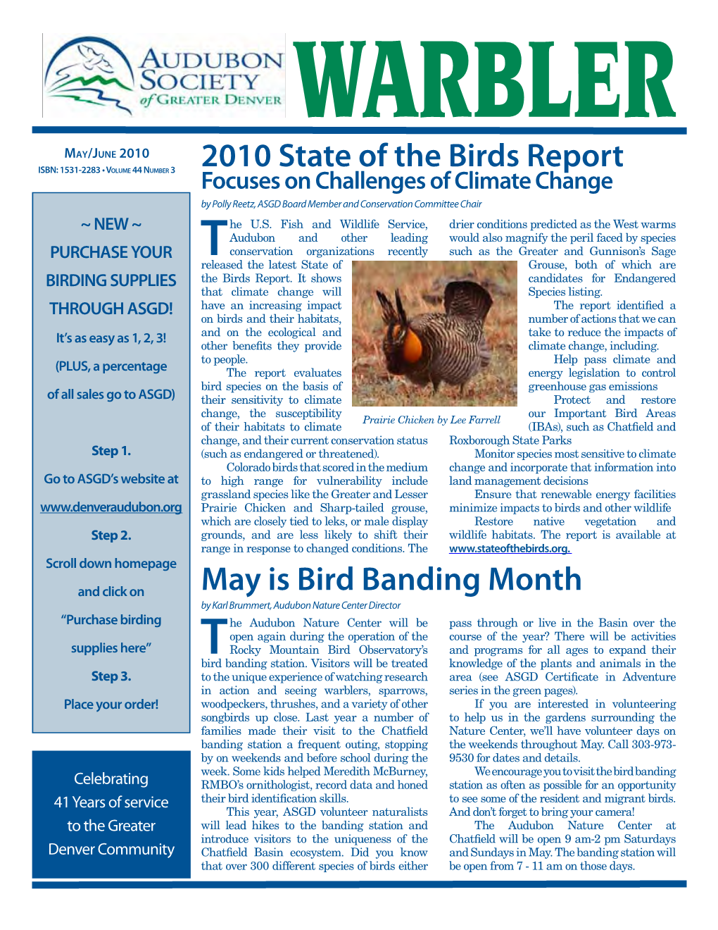 2010 State of the Birds Report May Is Bird Banding Month