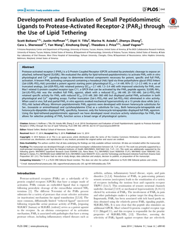 Development and Evaluation of Small Peptidomimetic Ligands to Protease-Activated Receptor-2 (PAR2) Through the Use of Lipid Tethering