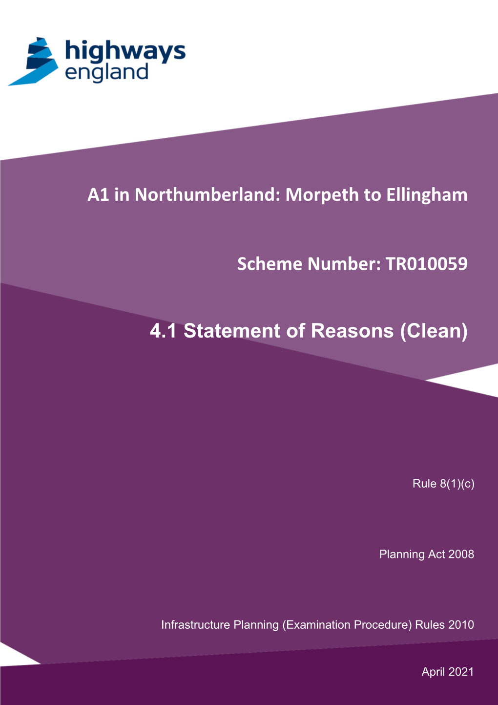 A1 in Northumberland: Morpeth to Ellingham Scheme Number