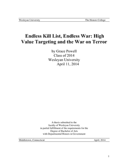 High Value Targeting and the War on Terror