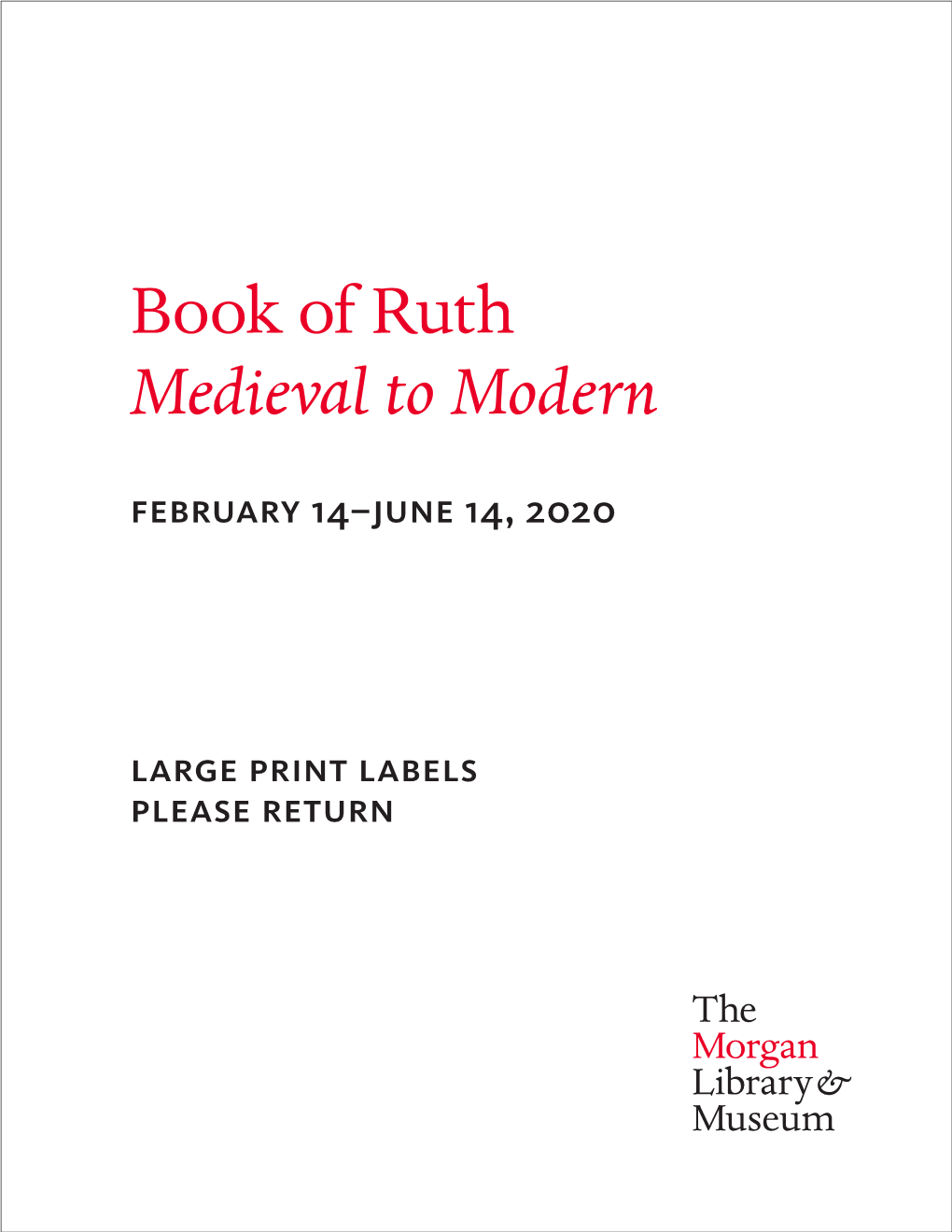 Book of Ruth Medieval to Modern