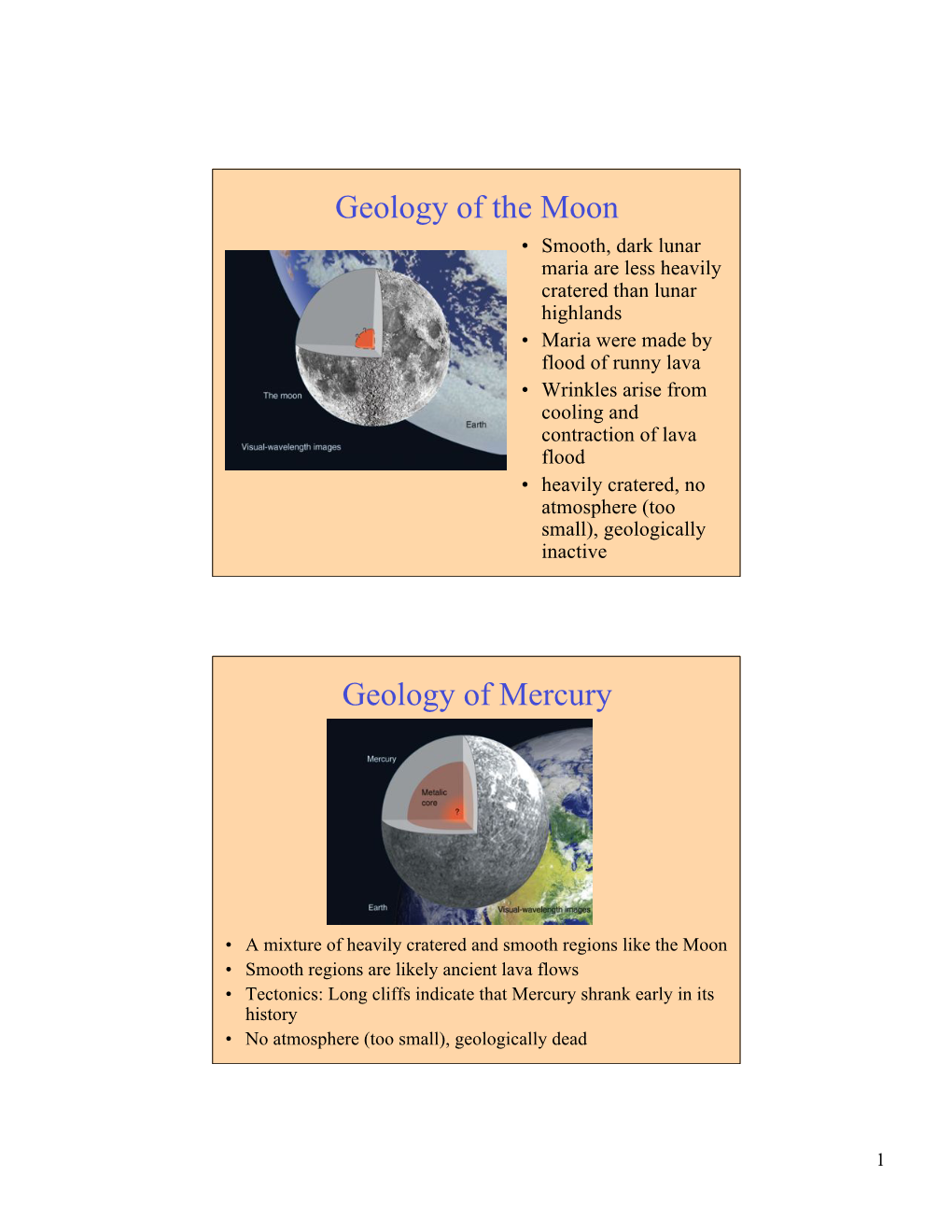 Geology of the Moon Geology of Mercury