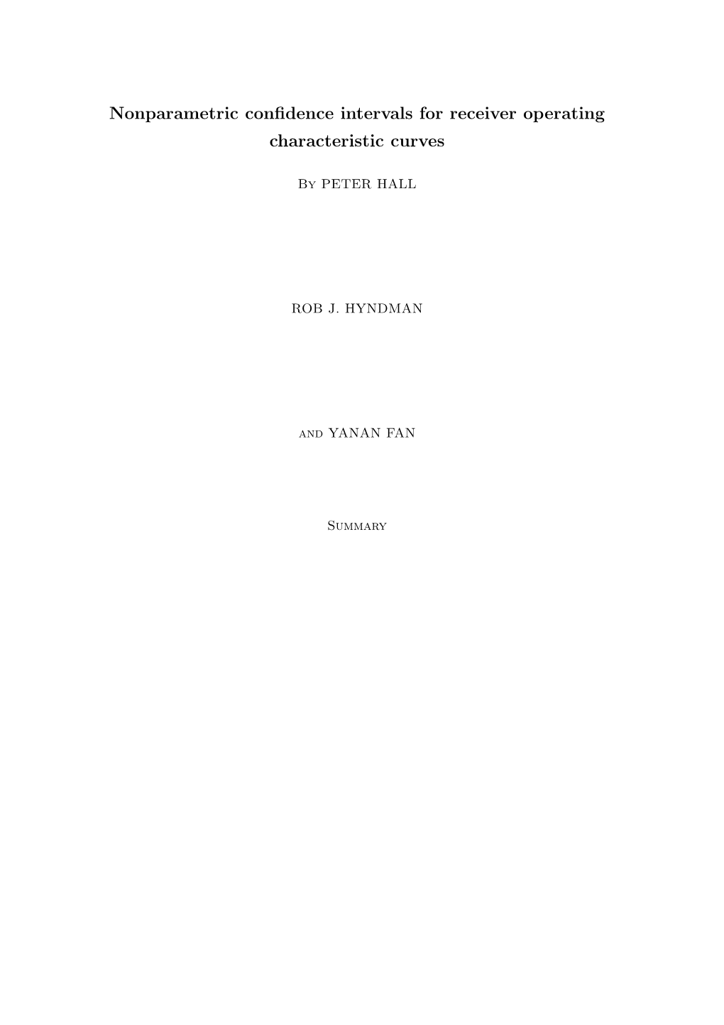 Nonparametric Confidence Intervals for Receiver Operating Characteristic