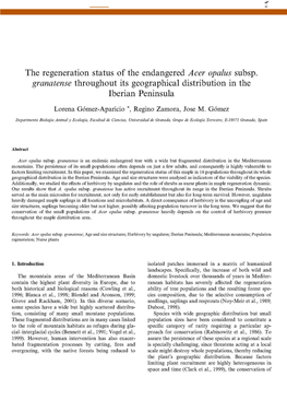 The Regeneration Status of the Endangered Acer Opalus Subsp