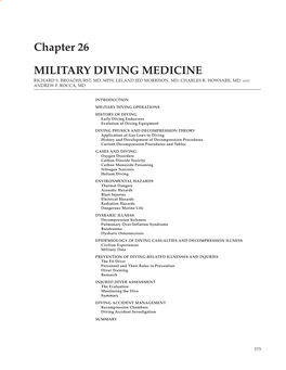 Mobilization and Deployment Vol. 1, Chapter 26, Military Diving Medicine