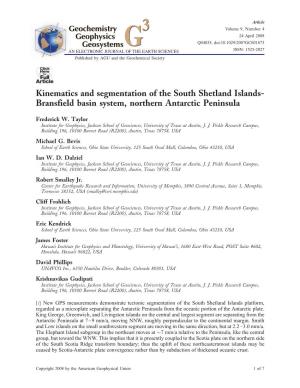 Kinematics and Segmentation of the South Shetland Islands- Bransfield Basin System, Northern Antarctic Peninsula