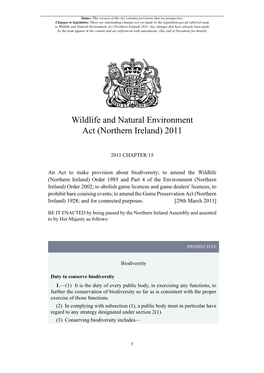Wildlife and Natural Environment Act (Northern Ireland) 2011