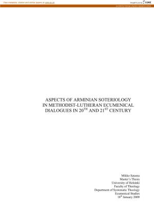 Aspects of Arminian Soteriology in Methodist-Lutheran Ecumenical Dialogues in 20Th and 21St Century