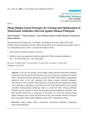 Phage Display-Based Strategies for Cloning and Optimization of Monoclonal Antibodies Directed Against Human Pathogens