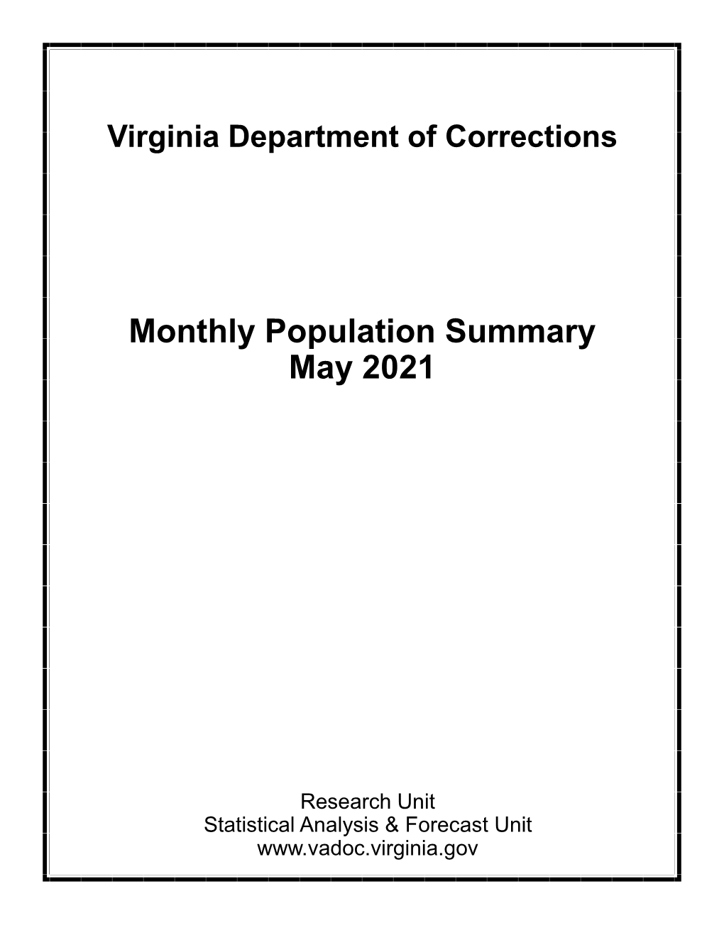 Monthly Population Summary May 2021