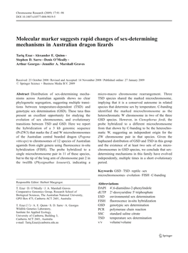 Molecular Marker Suggests Rapid Changes of Sex-Determining Mechanisms in Australian Dragon Lizards