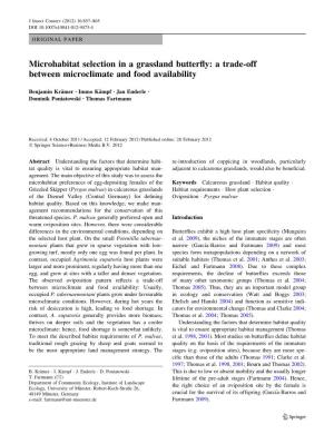 Microhabitat Selection in a Grassland Butterfly