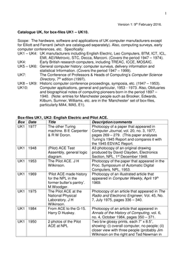 The Hardware, Software and Applications of UK Computer Manufacturers Except for Elliott and Ferranti (Which Are Catalogued Separately)