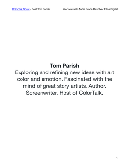 Colortalk Tom Parish Interviews Linda Nelson