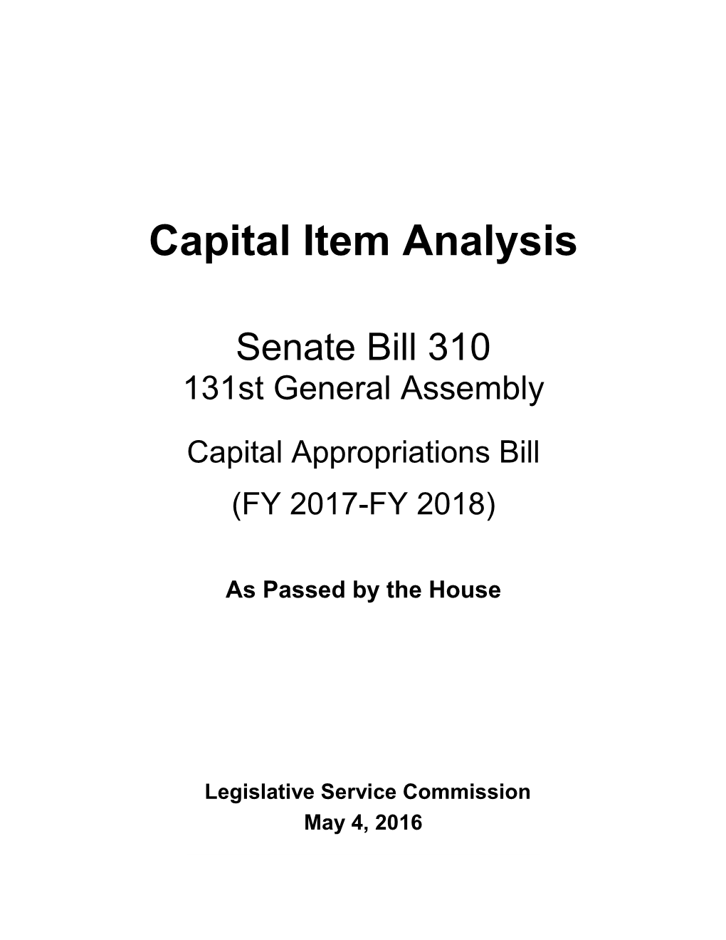 Capital Item Analysis