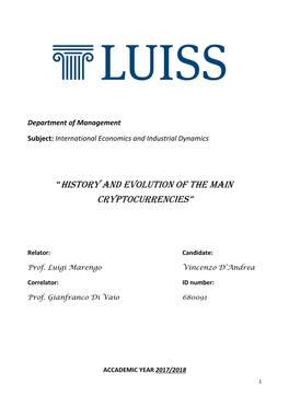 “History and Evolution of the Main Cryptocurrencies”