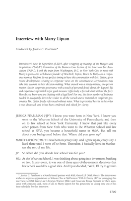 Interview with Marty Lipton