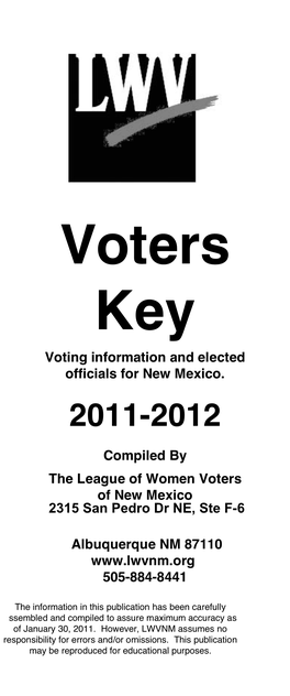 Voters Key Voting Information and Elected Officials for New Mexico