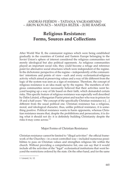 Religious Resistance: Forms, Sources and Collections