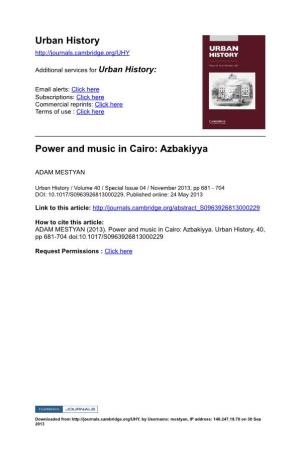 Urban History Power and Music in Cairo