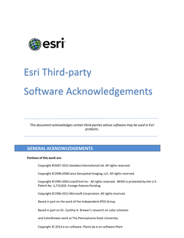 Esri Third-Party Software Acknowledgements