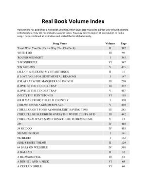 Real Book Volume Index