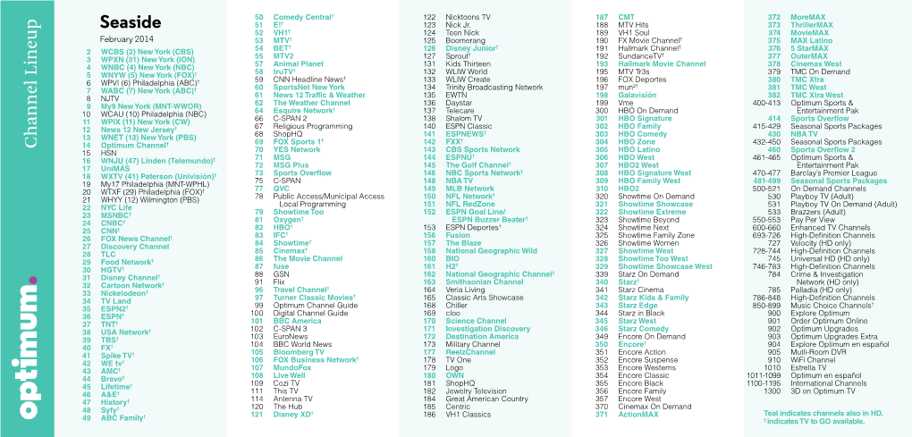 Channel Lineup Seaside